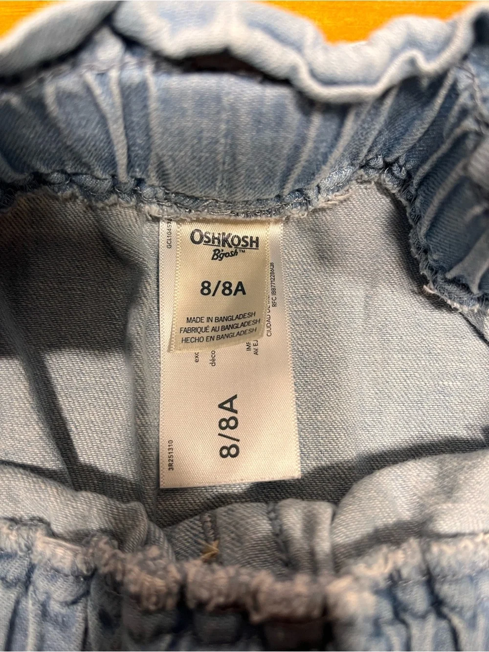 OshKosh B'gosh Girls Light Blue Denim Button-Front Tie Waist Skirt